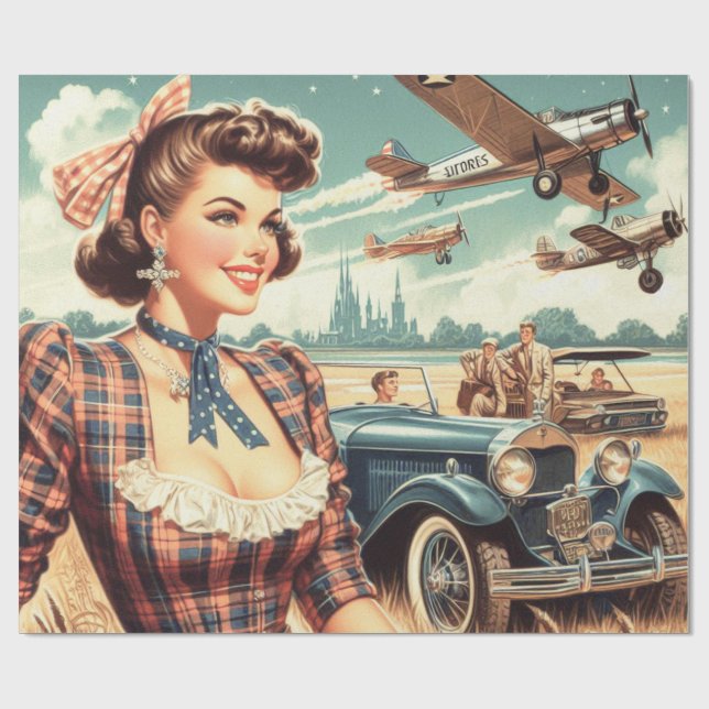 Papel De Regalo Ilustracion de Chica de la cosecha (Superficie plana)