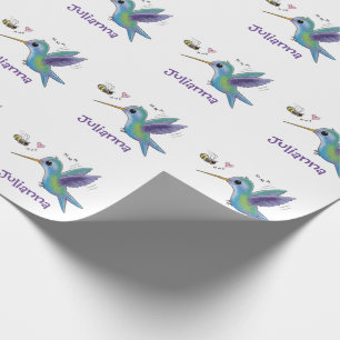 Papel De Regalo Ilustracion de colibrí y personalizado de abejas