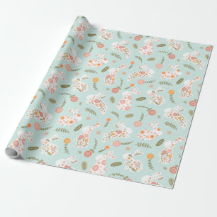 Papel De Regalo Ilustracion de conejo azul de Pascua Abstract Bunn