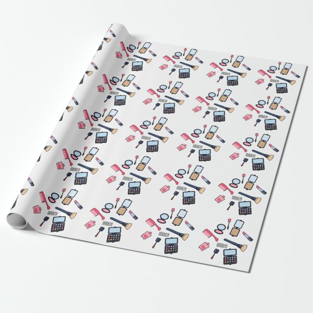 Papel De Regalo Ilustracion de cosméticos/personalizados de maquil (Desenrollado)