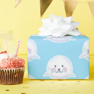 Papel De Regalo Ilustración de cría de foca linda y esponjosa