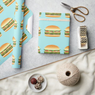 Papel De Regalo Ilustración de dibujos animados de hamburguesa sob