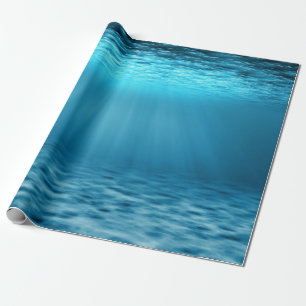 Papel De Regalo Ilustración de escena submarina de Océano Azul