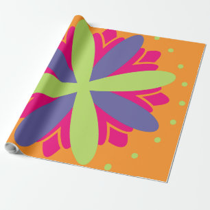 Papel De Regalo ilustración de formas florales naranjas