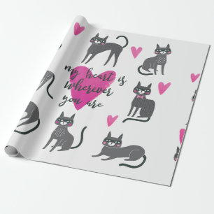 Papel De Regalo Ilustracion de gato bonito. Letras de amor