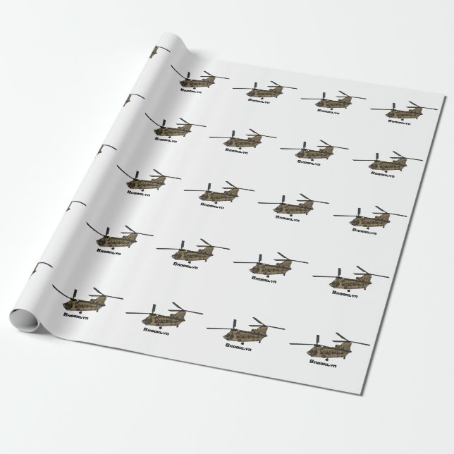 Papel De Regalo Ilustracion de helicópteros militares de Chinook (Desenrollado)