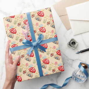 Papel De Regalo Ilustración de hermosos hongos en acuarela