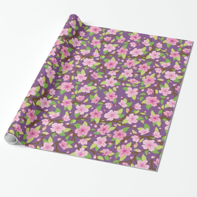 Papel De Regalo Ilustracion de la flor de Sakura (Desenrollado)