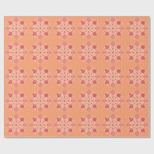 Papel De Regalo Ilustración de mandala floral sobre fondo melocotó
