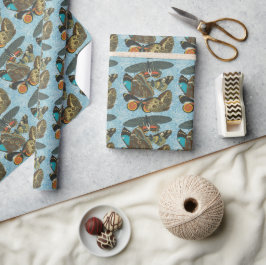 Papel De Regalo Ilustracion de mariposas antiguas de Francia-2