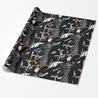 Papel De Regalo ilustración de moda de Halloween con escoba