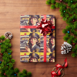 Papel De Regalo Ilustracion de oficiales de policía de época