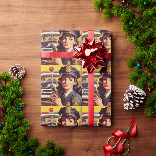 Papel De Regalo Ilustracion de oficiales de policía de época (Regalo de vacaciones)