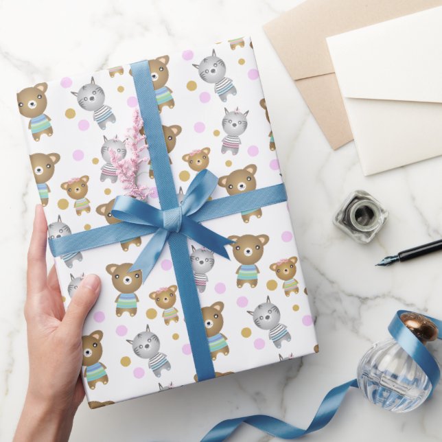 Papel De Regalo Ilustración de Osito y Cebra (Regalar)