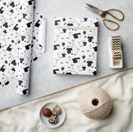 Papel De Regalo Ilustración de ovejas lindas en blanco y negro