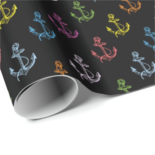 Papel De Regalo Ilustracion de patrón de anclajes de barco multico (Esquina del rollo)