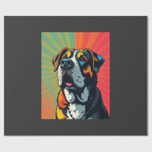 Papel De Regalo Ilustración de perro de arte pop colorido, mascota