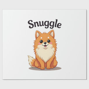 Papel De Regalo Ilustración de perro pomerania adorable y acogedor