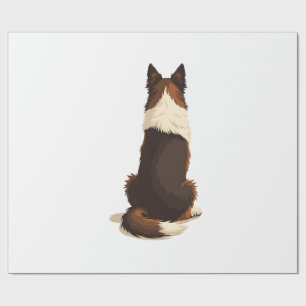 Papel De Regalo Ilustración de perro vintage Border Collie desde a