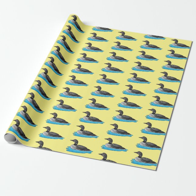 Papel De Regalo Ilustracion de personalizado de aves de Loon (Desenrollado)