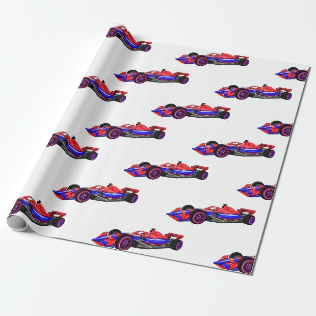 Papel De Regalo Ilustracion de personalizado de coches de carreras (Desenrollado)