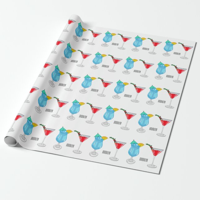 Papel De Regalo Ilustracion de personalizado de cócteles (Desenrollado)