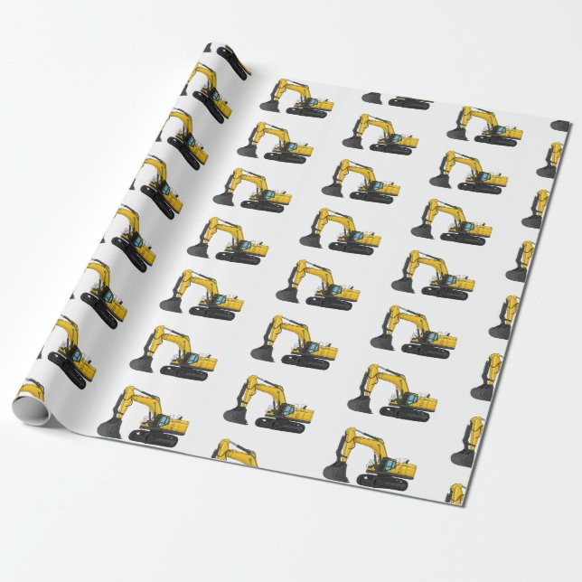 Papel De Regalo Ilustracion de personalizado de excavadora de rast (Desenrollado)