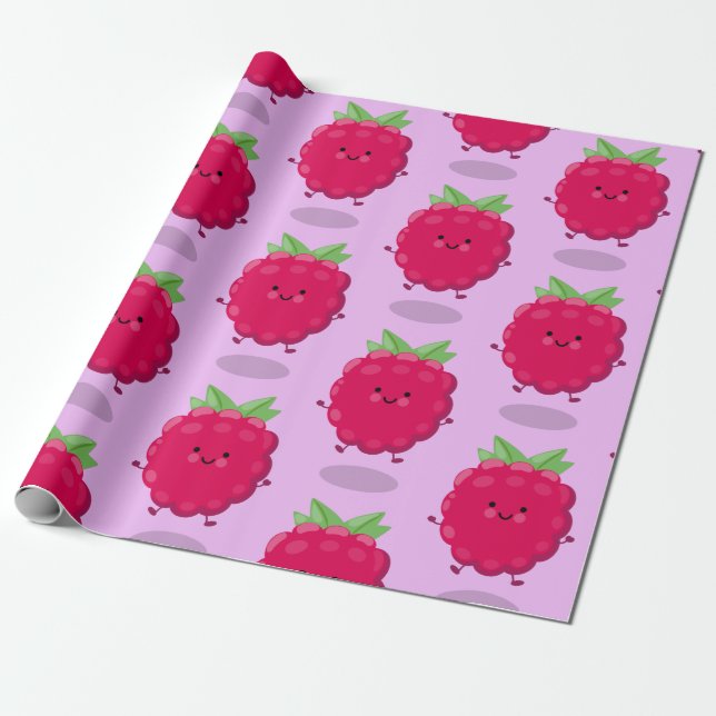 Papel De Regalo Ilustracion de personalizado de frambuesa alegre (Desenrollado)