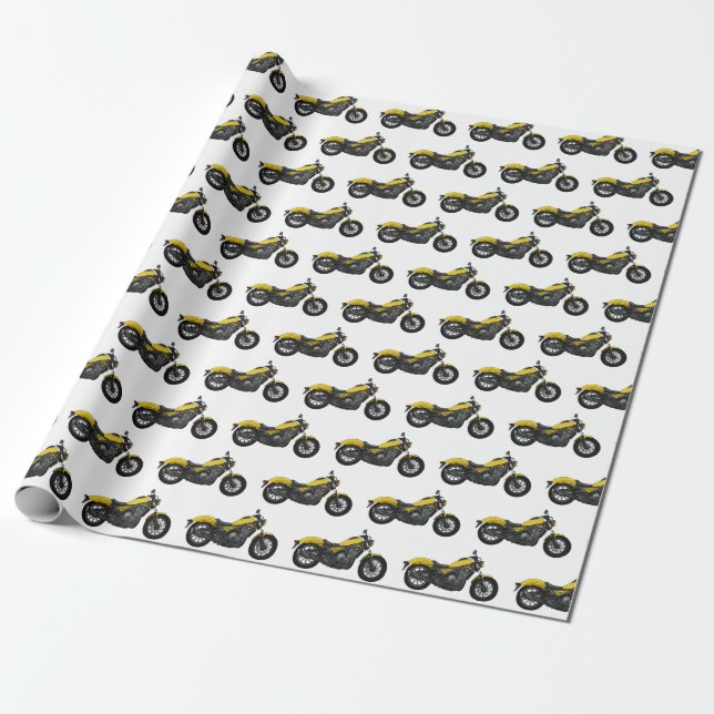 Papel De Regalo Ilustracion de personalizado de motocicleta de cru (Desenrollado)