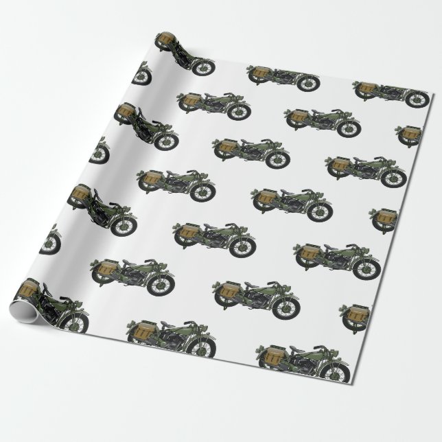 Papel De Regalo Ilustracion de personalizado de motocicleta de cru (Desenrollado)