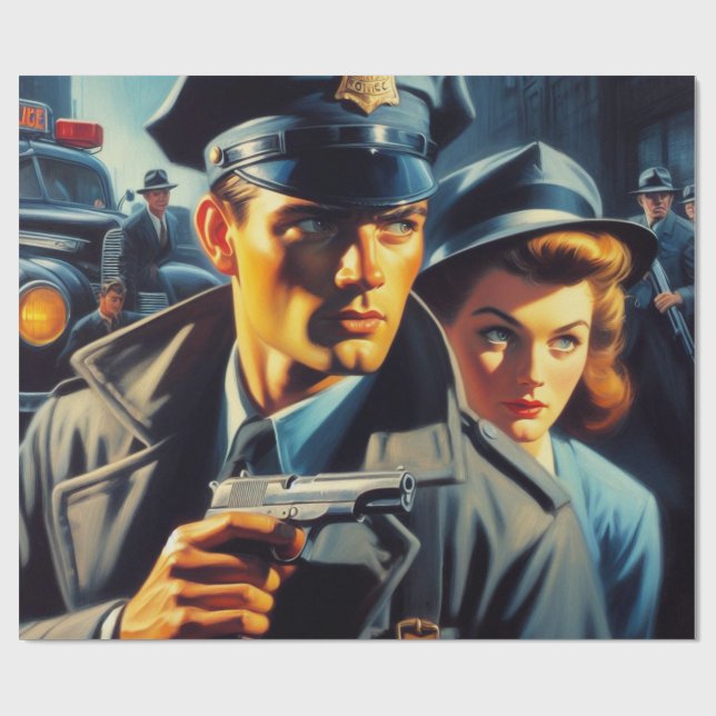 Papel De Regalo Ilustracion de policía de pulpa de cosecha (Superficie plana)