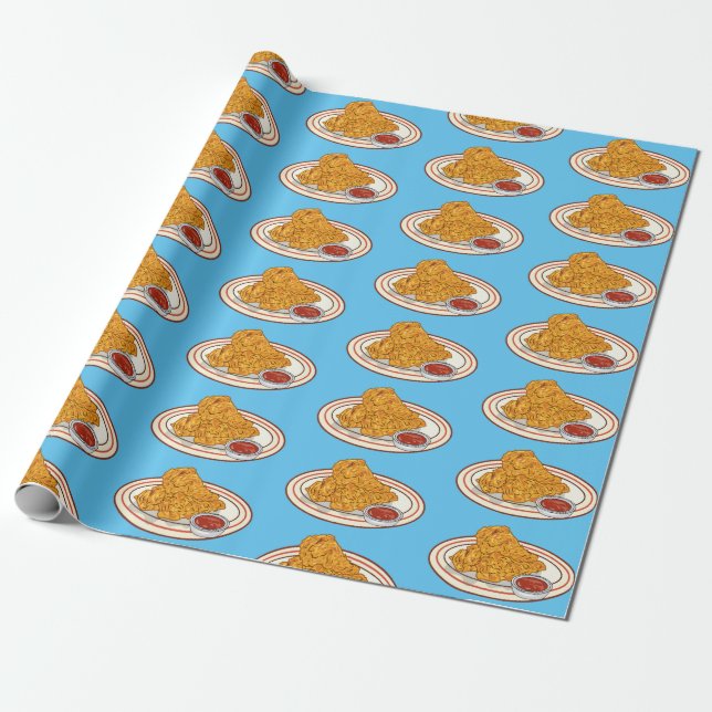 Papel De Regalo Ilustracion de pollo frito personalizado (Desenrollado)