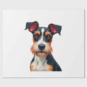 Papel De Regalo Ilustración de retrato de perro colorido vintage r