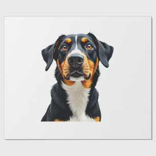 Papel De Regalo Ilustración de retrato de perro colorido vintage r