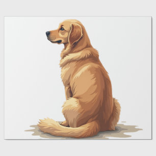 Papel De Regalo Ilustración de retrato trasero de Golden Retriever
