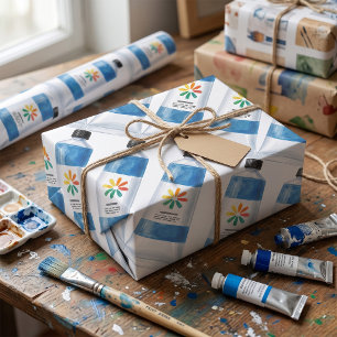 Papel De Regalo Ilustración de tubo de pintura azul acuarela