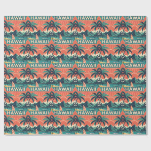 Papel De Regalo Ilustración de viaje de las Islas Hawaianas Retro 