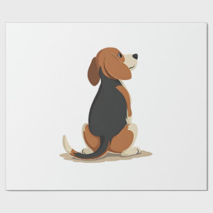 Papel De Regalo Ilustración de vista trasera de perro Beagle vinta