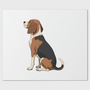 Papel De Regalo Ilustración de vista trasera de perro Beagle vinta