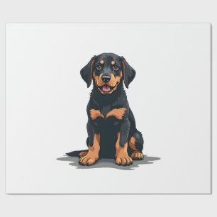 Papel De Regalo Ilustración de vista trasera de perro negro y bron