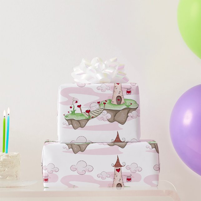 Papel De Regalo Ilustracion del castillo de amor flotante Fantasía (Subido por el creador)