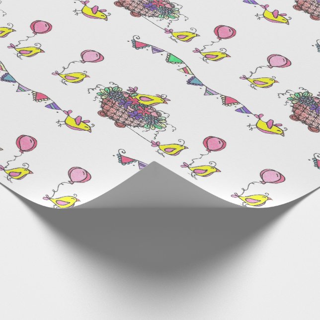 Papel De Regalo Ilustracion del desfile de aves de celebración (Esquina)