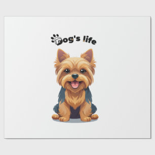 Papel De Regalo Ilustración divertida de Yorkshire Terrier de la v