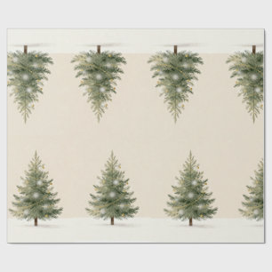 Papel De Regalo Ilustración en acuarela de árbol de Navidad minima