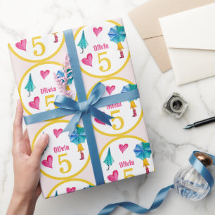 Papel De Regalo Ilustración en acuarela de la chica del paraguas l
