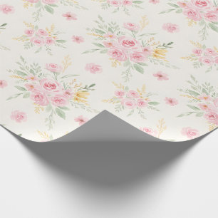Papel De Regalo Ilustración en acuarela de rosas rosadas bonitas