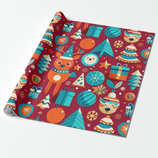 Papel De Regalo Ilustración festiva (Desenrollado)