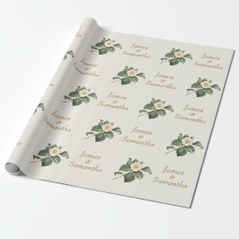 Papel De Regalo Ilustracion floral blanco simple | Regalo Boda