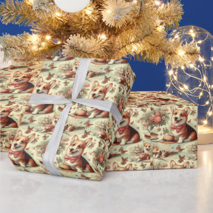 Papel De Regalo Ilustracion galés vintage Corgi Cardigan