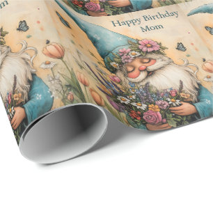 Papel De Regalo Ilustracion Gnome de flor de personalizable